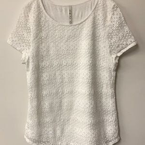 Leo & Nicole white lace tee